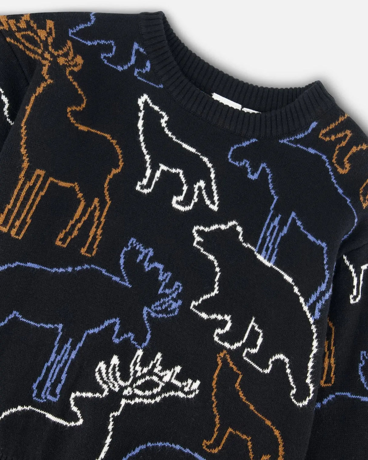 Sweater With Intarsia Animal Forest Black | Deux par Deux | Jenni Kidz