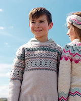 Sweater With Norwegian Jacquard Beige Mix | Deux par Deux | Jenni Kidz