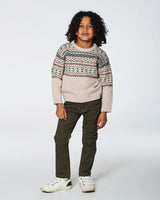 Sweater With Norwegian Jacquard Beige Mix | Deux par Deux | Jenni Kidz