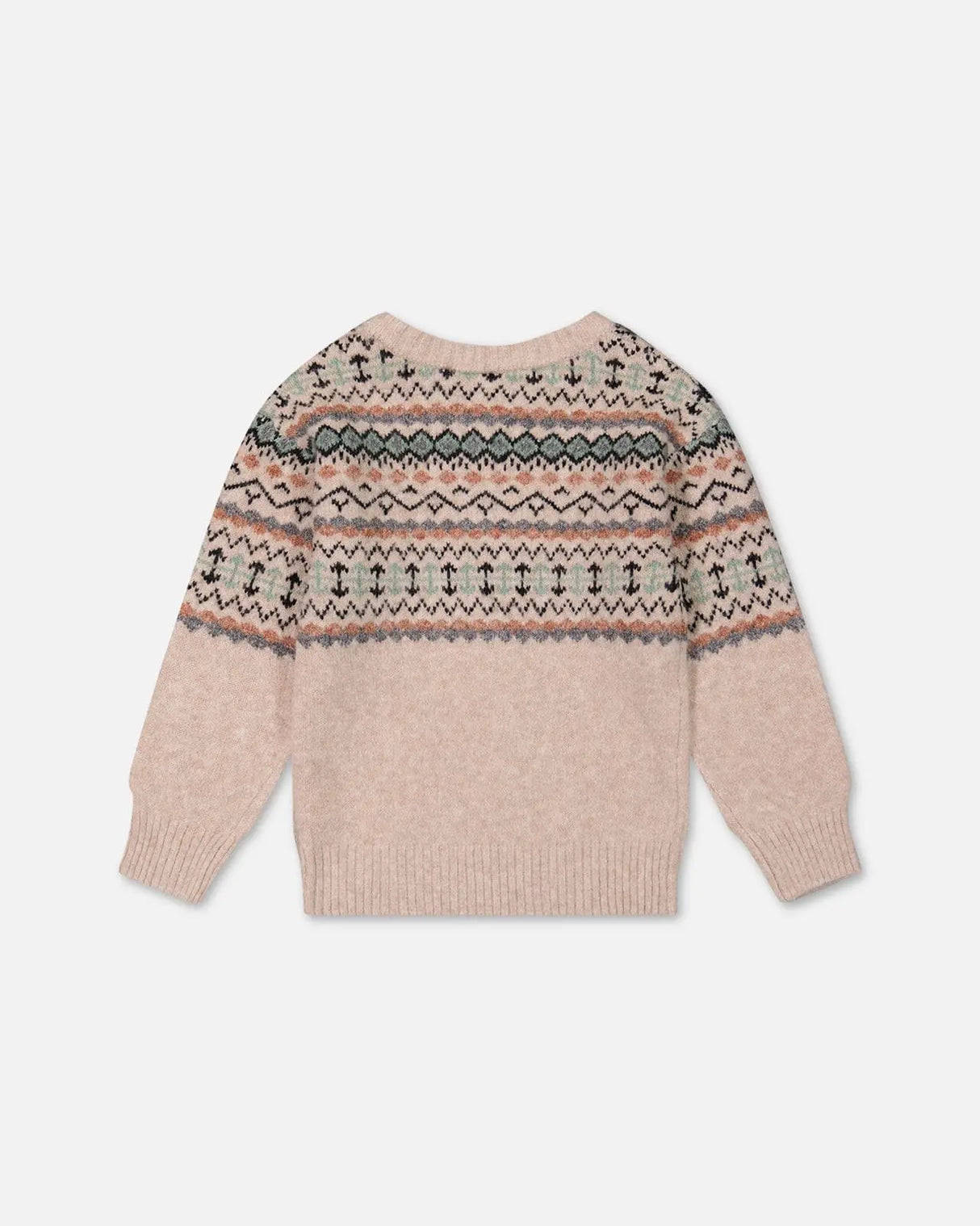 Sweater With Norwegian Jacquard Beige Mix | Deux par Deux | Jenni Kidz