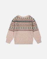 Sweater With Norwegian Jacquard Beige Mix | Deux par Deux | Jenni Kidz