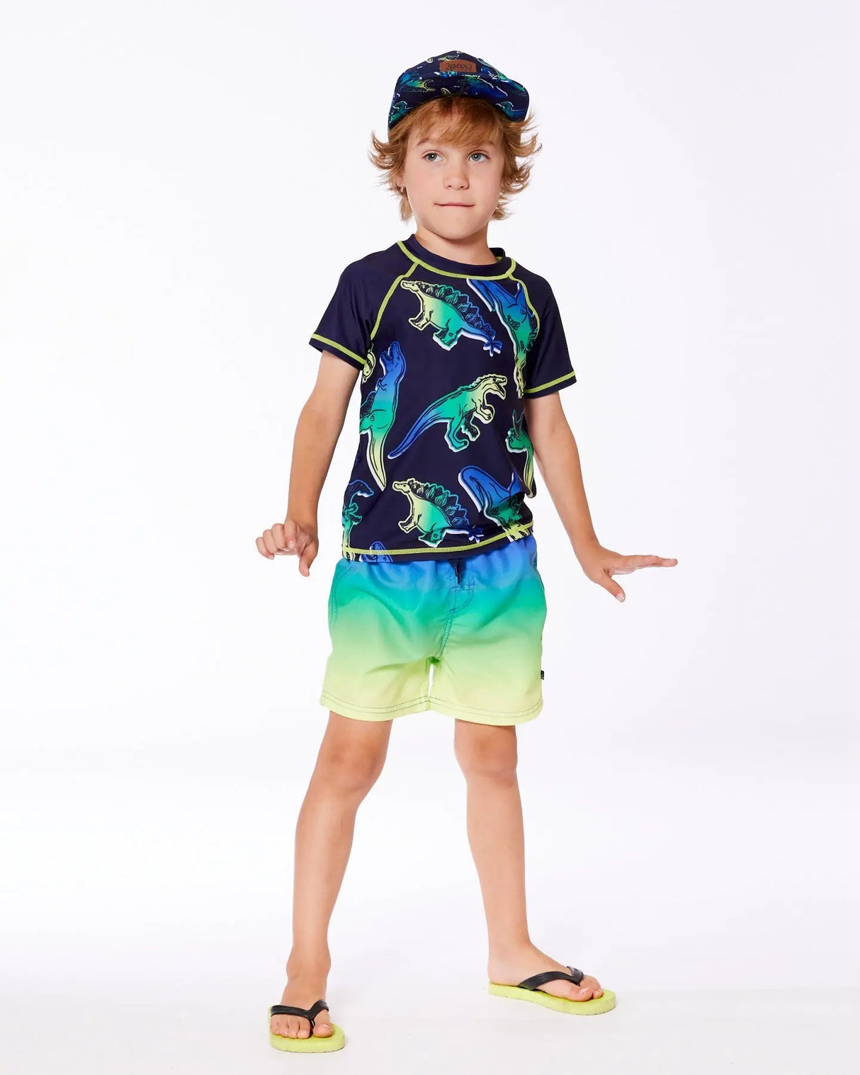 Swim Trunks Blue, Green, And Lime Gradient | Deux par Deux | Jenni Kidz