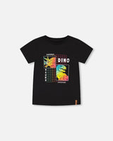 T-Shirt Black Dinosaur Print | Deux par Deux | Jenni Kidz