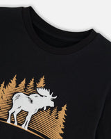 T-Shirt With Moose Print Black | Deux par Deux | Jenni Kidz