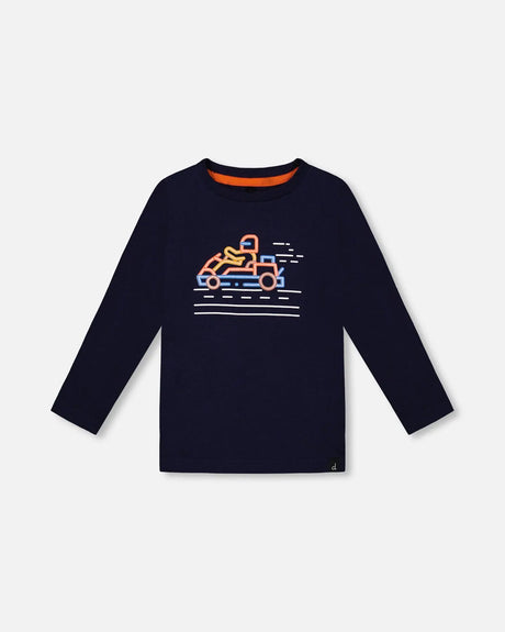 T-Shirt With Print Navy | Deux par Deux | Jenni Kidz