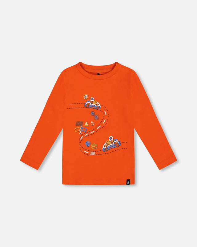 T-Shirt With Print Tangerine | Deux par Deux | Jenni Kidz