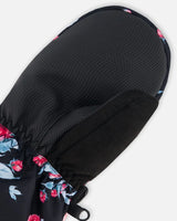 Technical Mittens Black Printed Roses | Deux par Deux | Jenni Kidz