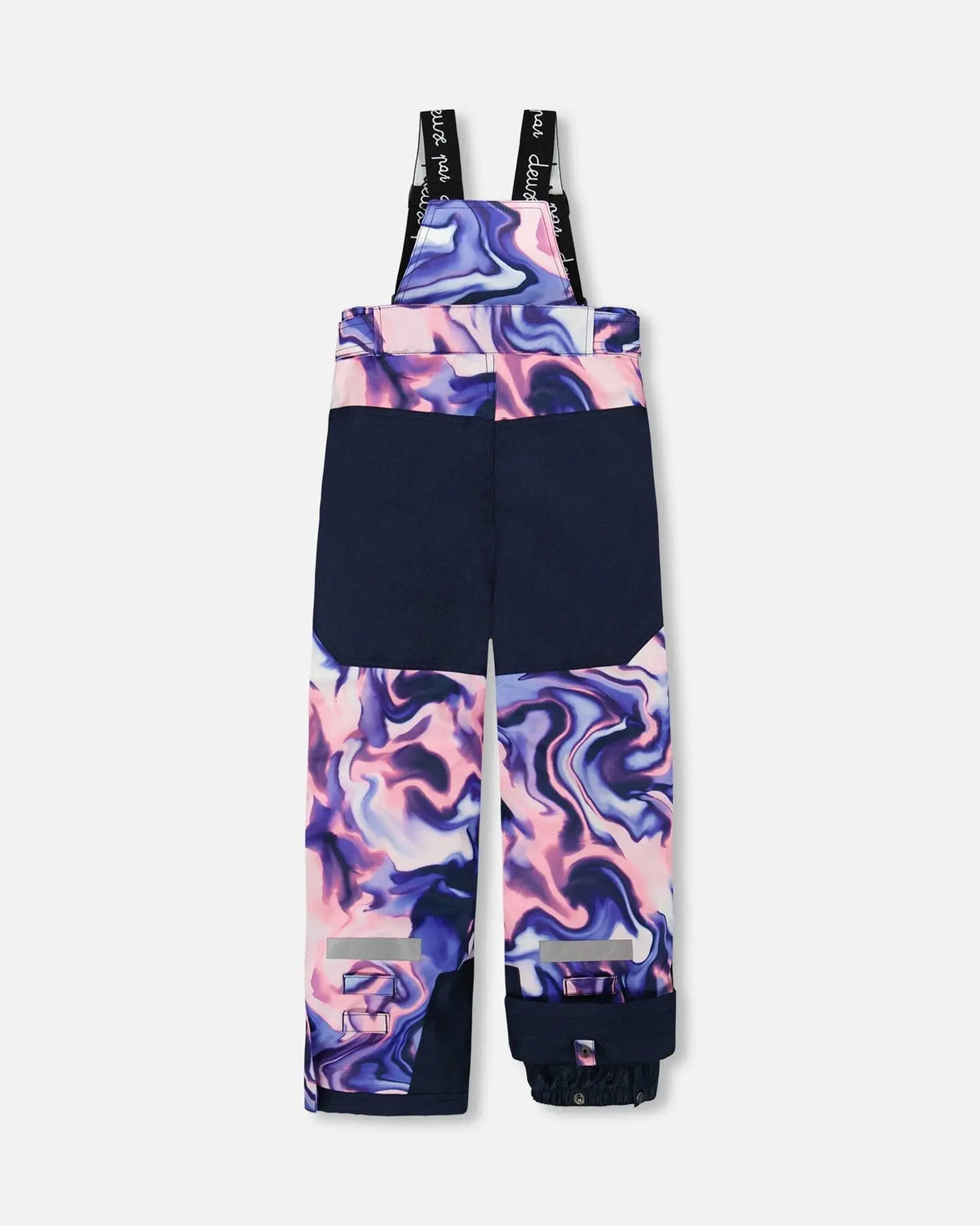 Deux par Deux two-piece Teknik snowsuit pink and blue marble – jacket and bib pants with accessories