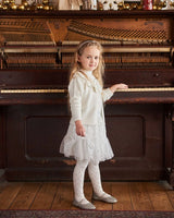 Tights With Bow Jacquard Off White | Deux par Deux | Jenni Kidz