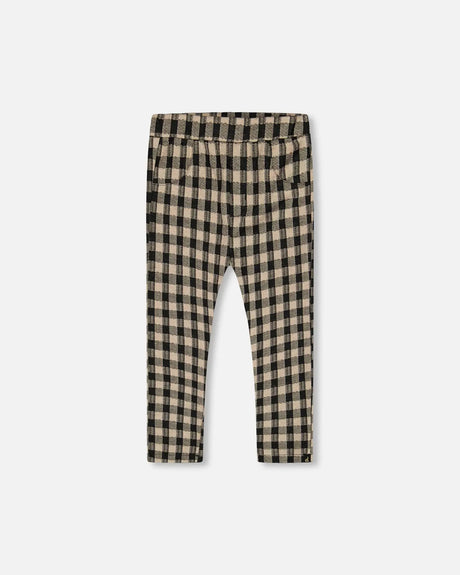 Treggings Plaid Black And Beige | Deux par Deux | Jenni Kidz