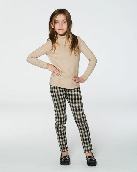 Treggings Plaid Black And Beige | Deux par Deux | Jenni Kidz