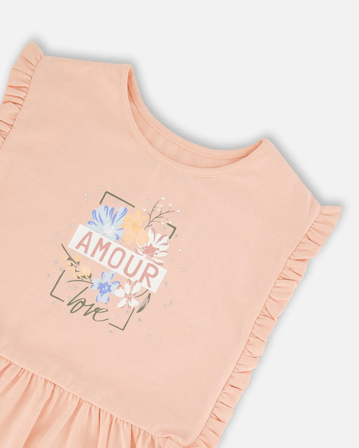 Tunic With Frills And Print Blush Pink | Deux par Deux | Jenni Kidz