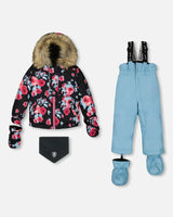 Two Piece Baby Snowsuit Air Blue Printed Roses | Deux par Deux | Jenni Kidz