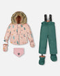 Two Piece Baby Snowsuit Sage Green And Printed Cats | Deux par Deux | Jenni Kidz