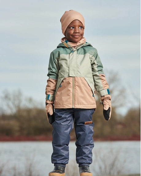 Two-Piece Mid-Season Outerwear Set Pale Green, Sage, Tan, And Gray | Deux par Deux | Jenni Kidz