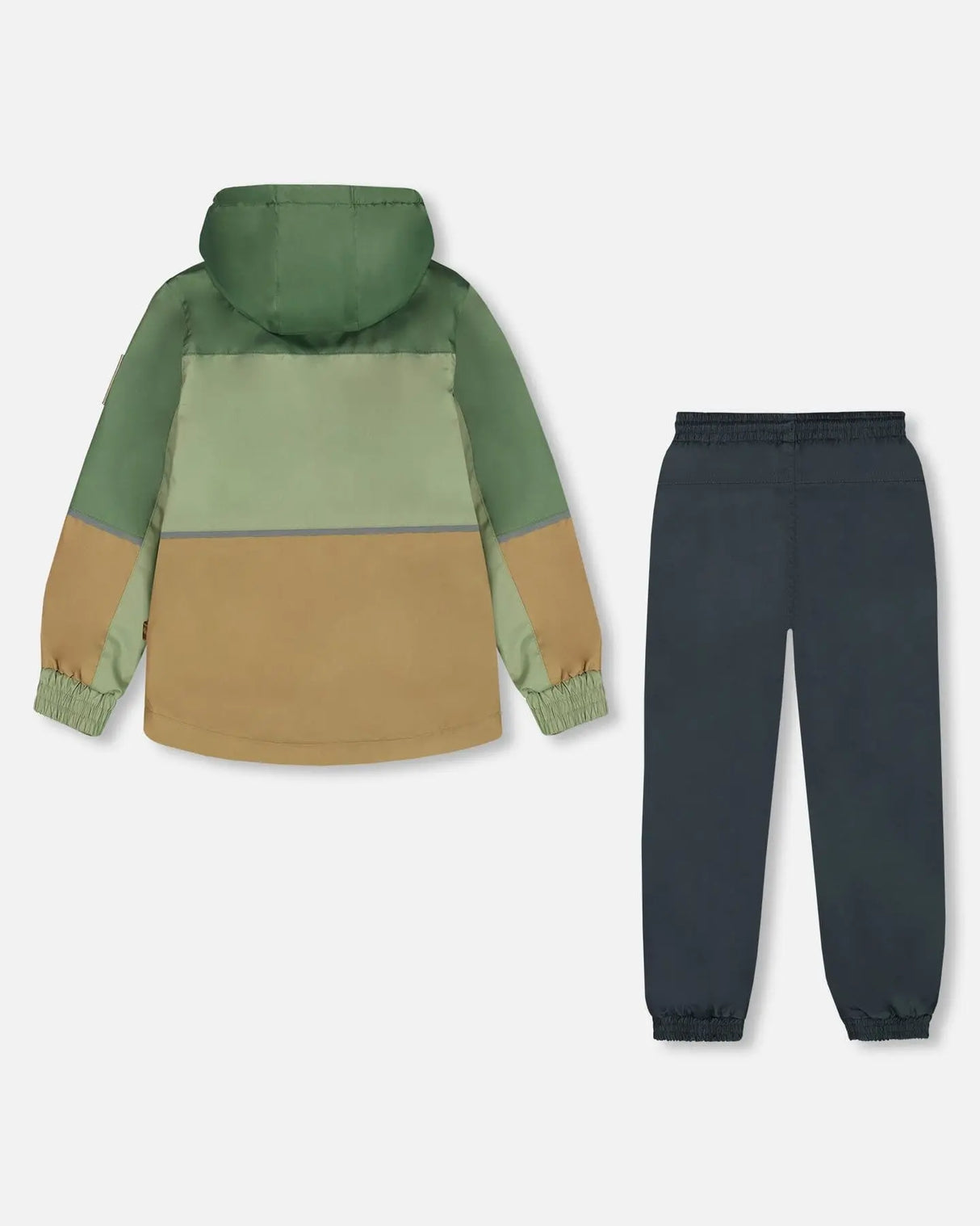 Two-Piece Mid-Season Outerwear Set Pale Green, Sage, Tan, And Gray | Deux par Deux | Jenni Kidz