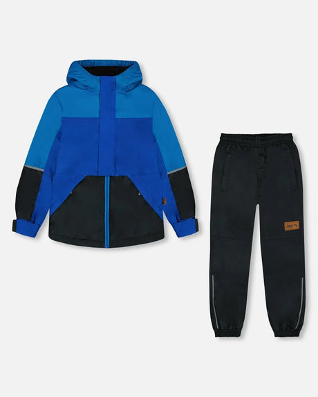 Two-Piece Mid-Season Outerwear Set Royal Blue And Black | Deux par Deux | Jenni Kidz