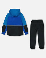 Two-Piece Mid-Season Outerwear Set Royal Blue And Black | Deux par Deux | Jenni Kidz
