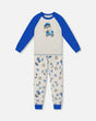 Two-Piece Organic Cotton Pajama Set Beige Monkey Print | Deux par Deux | Jenni Kidz