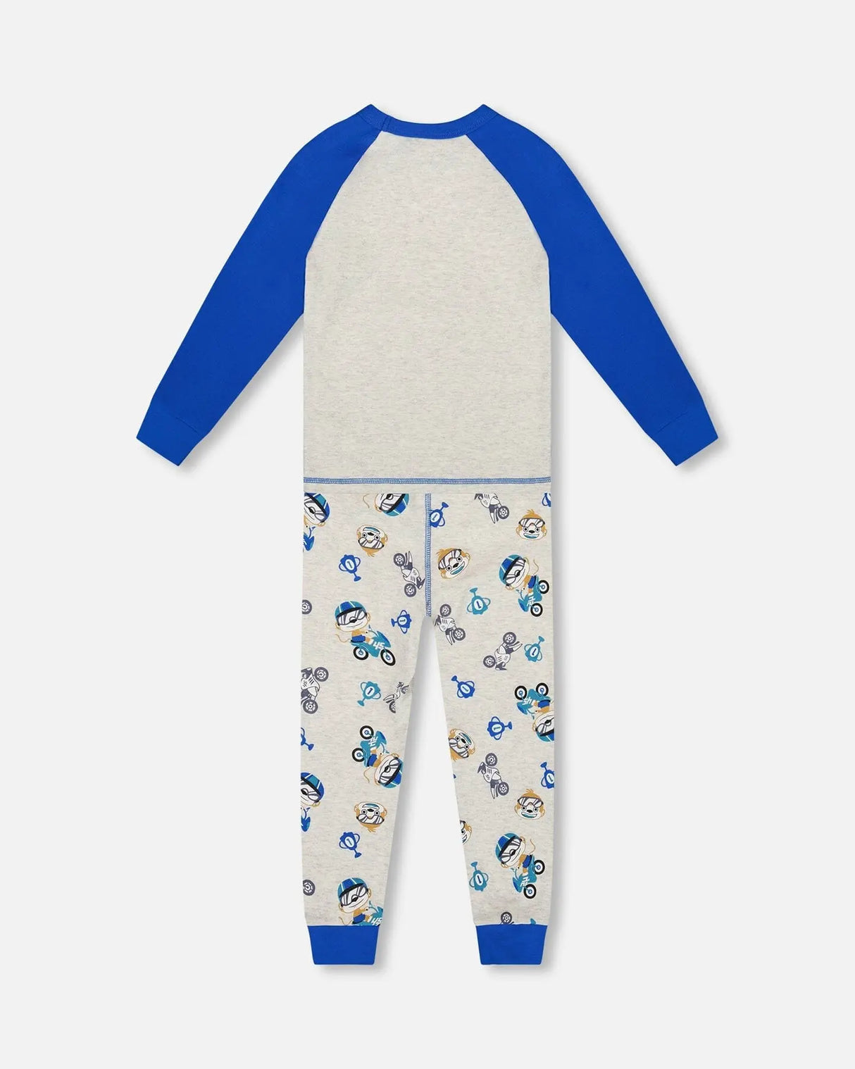 Two-Piece Organic Cotton Pajama Set Beige Monkey Print | Deux par Deux | Jenni Kidz