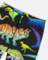 Two-Piece Organic Cotton Pajama Set Black Dinosaur Print | Deux par Deux | Jenni Kidz