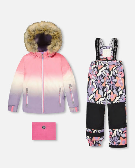 Two-Piece Play Snowsuit Black Retro Flower Print | Deux par Deux | Jenni Kidz