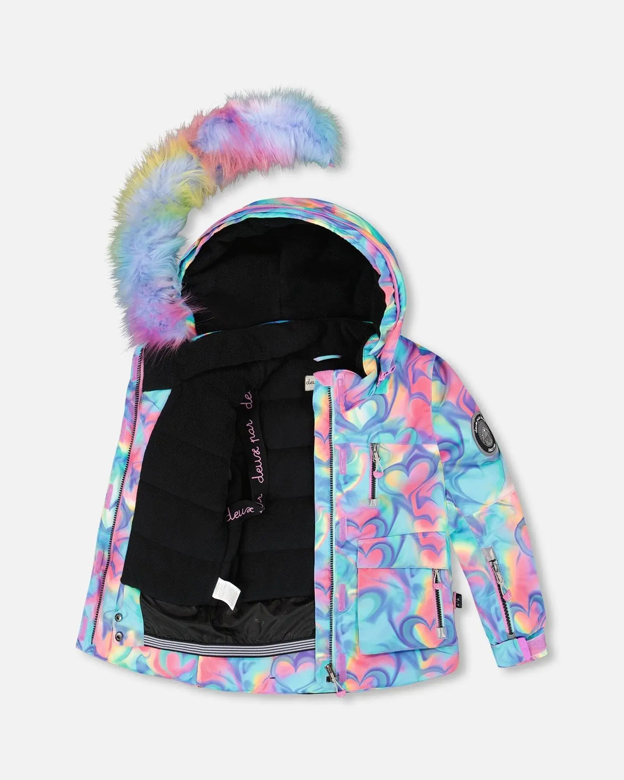 Two-Piece Play Snowsuit Black With Multicolor Print Jacket | Deux par Deux | Jenni Kidz