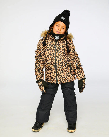 Two-Piece Play Snowsuit With Animal Print Jacket Black | Deux par Deux | Jenni Kidz