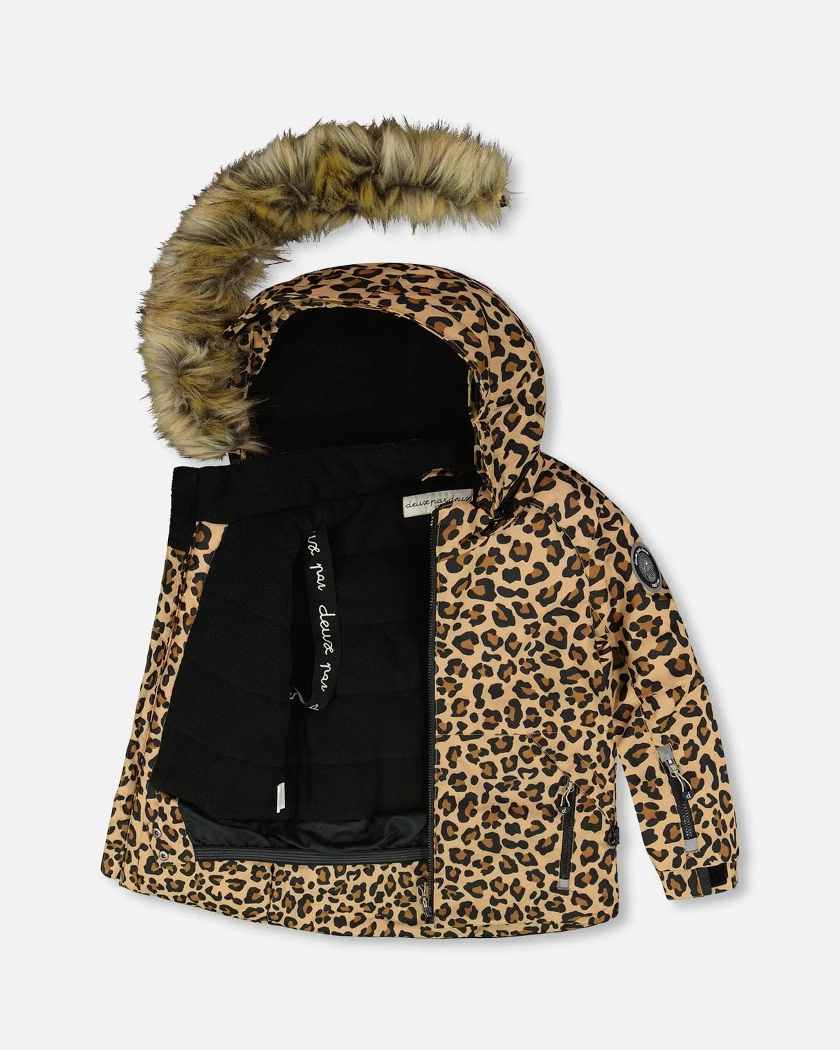 Two-Piece Play Snowsuit With Animal Print Jacket Black | Deux par Deux | Jenni Kidz