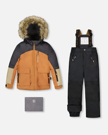 Two-Piece Play Snowsuit With Colorblocked Jacket Black | Deux par Deux | Jenni Kidz