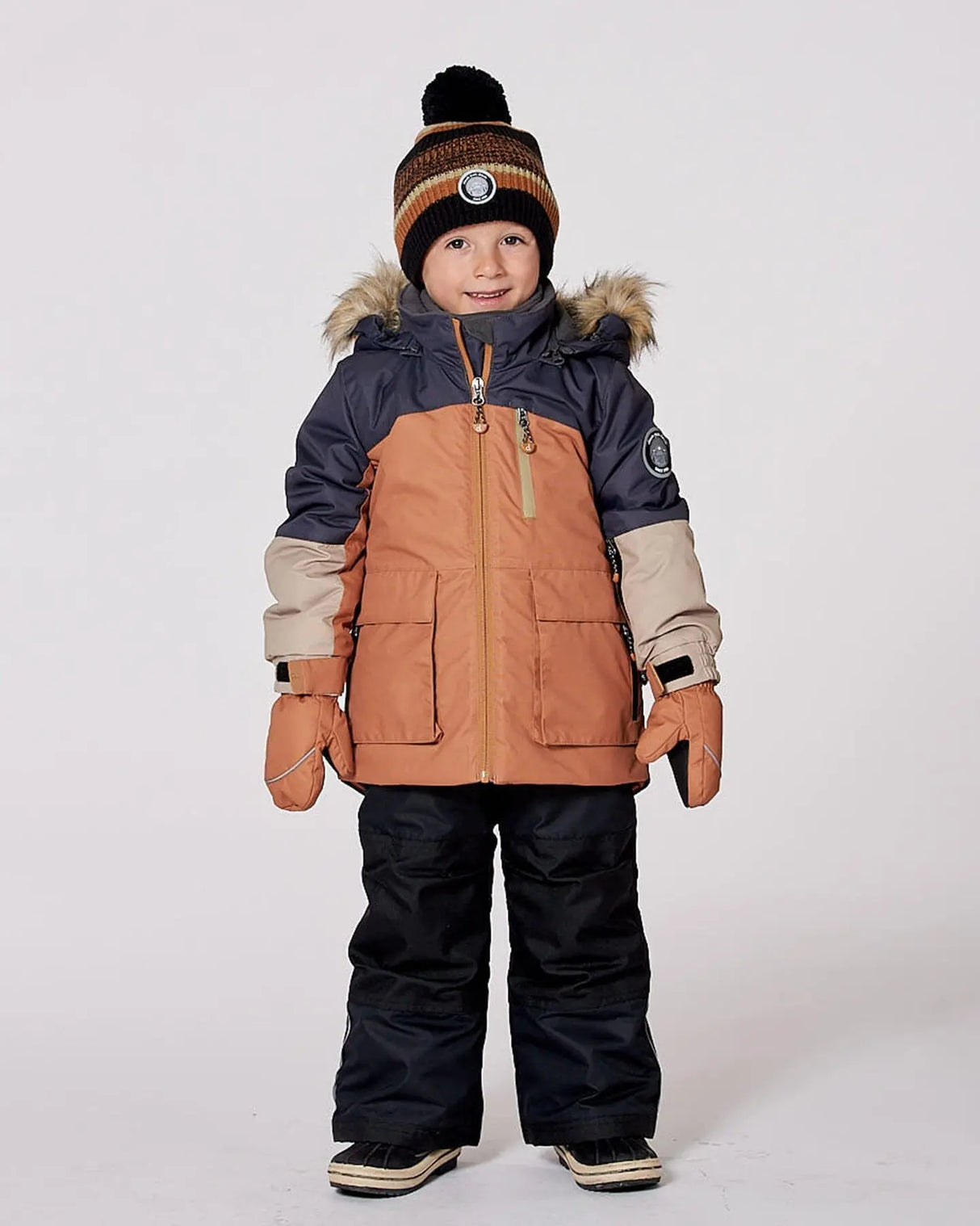 Two-Piece Play Snowsuit With Colorblocked Jacket Black | Deux par Deux | Jenni Kidz