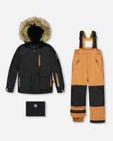Two-Piece Play Snowsuit With Contrast Jacket Brown Sugar | Deux par Deux | Jenni Kidz