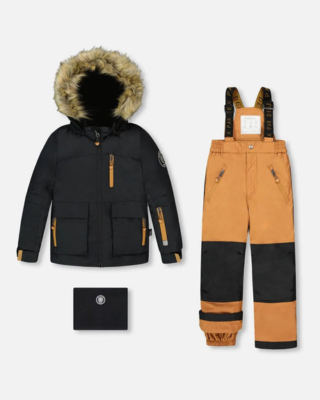Two-Piece Play Snowsuit With Contrast Jacket Brown Sugar | Deux par Deux | Jenni Kidz