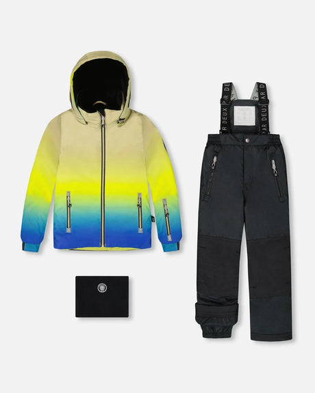 Two-Piece Play Snowsuit With Gradient Jacket Black | Deux par Deux | Jenni Kidz