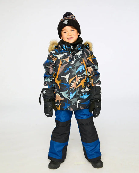 Two-Piece Play Snowsuit With Printed Dinosaurs Jacket Navy Blue | Deux par Deux | Jenni Kidz