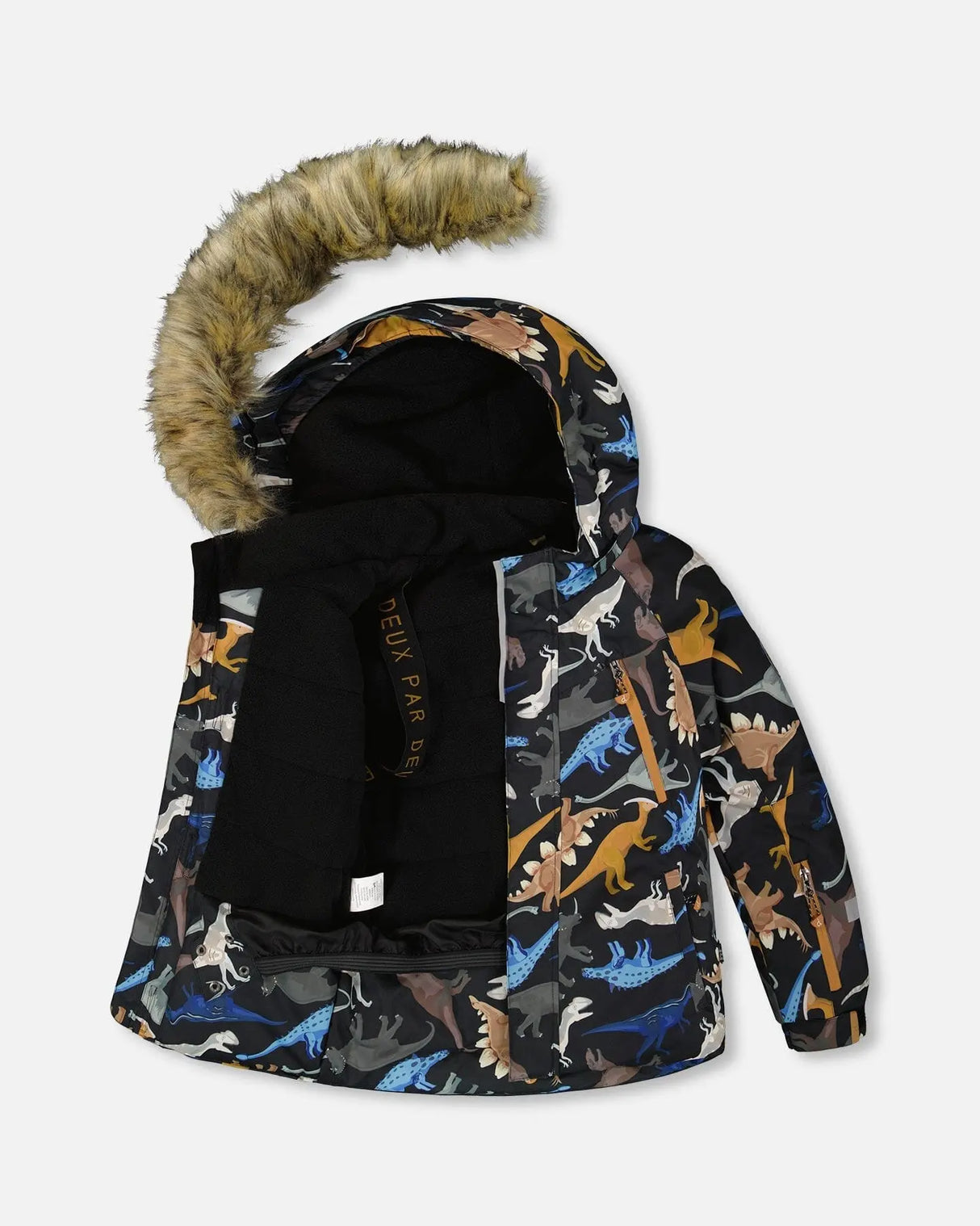 Two-Piece Play Snowsuit With Printed Dinosaurs Jacket Navy Blue | Deux par Deux | Jenni Kidz