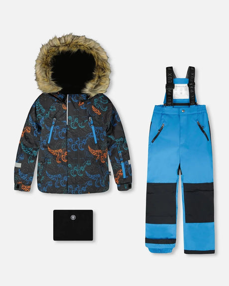 Two-Piece Play Snowsuit With Printed Jacket Blue | Deux par Deux | Jenni Kidz