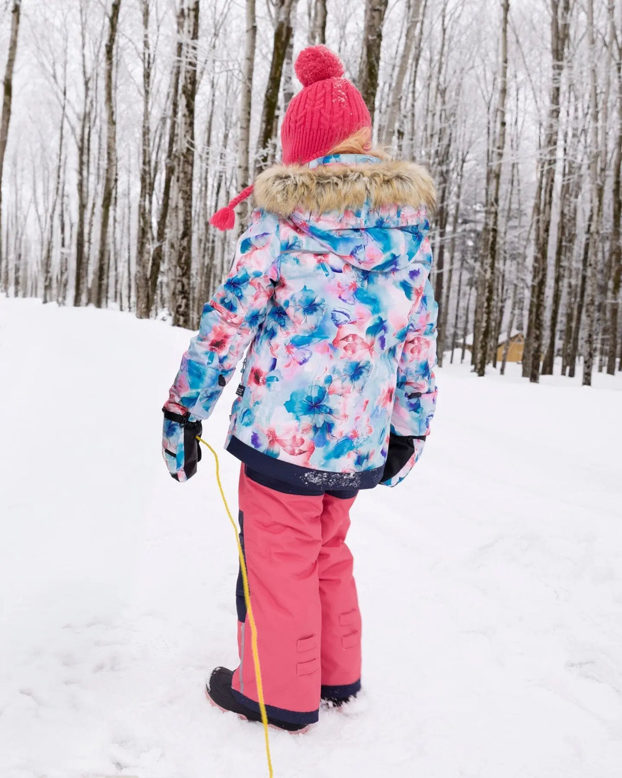 Two-Piece Play Snowsuit With Printed Jacket Flash Coral | Deux par Deux | Jenni Kidz