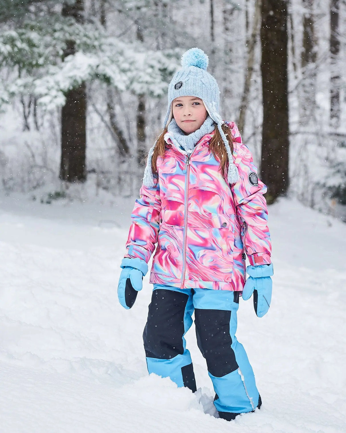 Two Piece Snowsuit Air Blue Printed Marble | Deux par Deux | Jenni Kidz