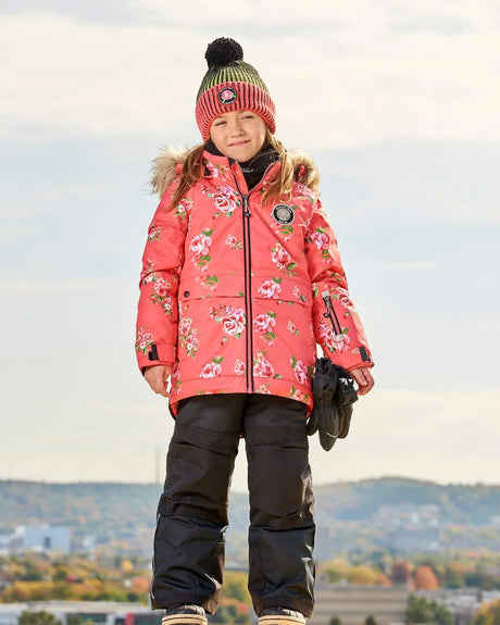 Two Piece Snowsuit Black Printed Coral Flowers | Deux par Deux | Jenni Kidz