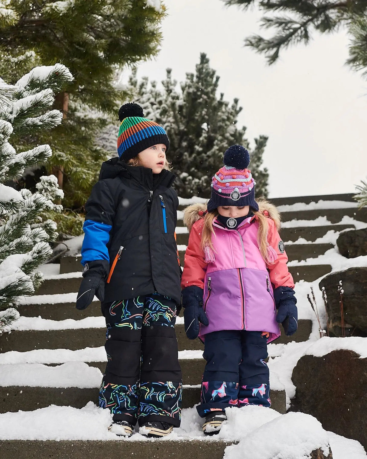 Two Piece Snowsuit Black Printed Dinos | Deux par Deux | Jenni Kidz