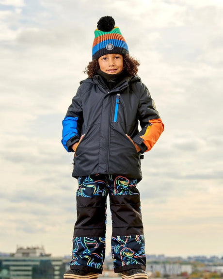 Two Piece Snowsuit Black Printed Dinos | Deux par Deux | Jenni Kidz