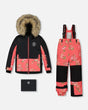 Two Piece Snowsuit Black With Print Pant Printed Coral Flowers | Deux par Deux | Jenni Kidz