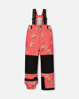 Two Piece Snowsuit Black With Print Pant Printed Coral Flowers | Deux par Deux | Jenni Kidz