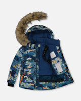 Two Piece Snowsuit Burnt Orange With Printed Animals And Glaciers | Deux par Deux | Jenni Kidz