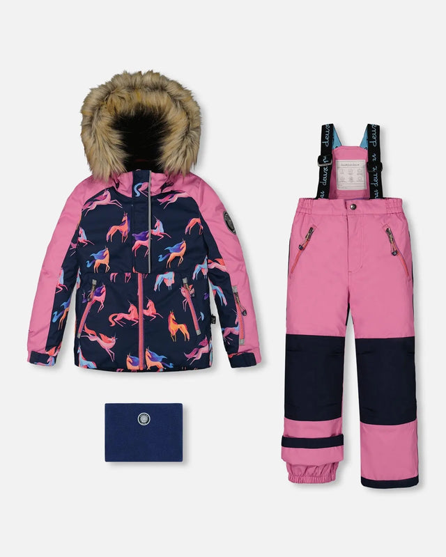 Two Piece Snowsuit Mauve Printed Unicorns | Deux par Deux | Jenni Kidz