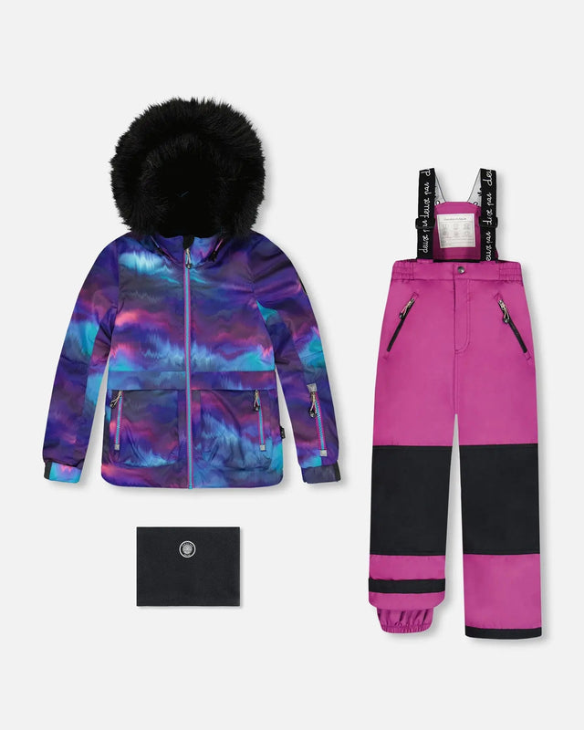 Two Piece Snowsuit Printed Aurora Borealis And Purple | Deux par Deux | Jenni Kidz