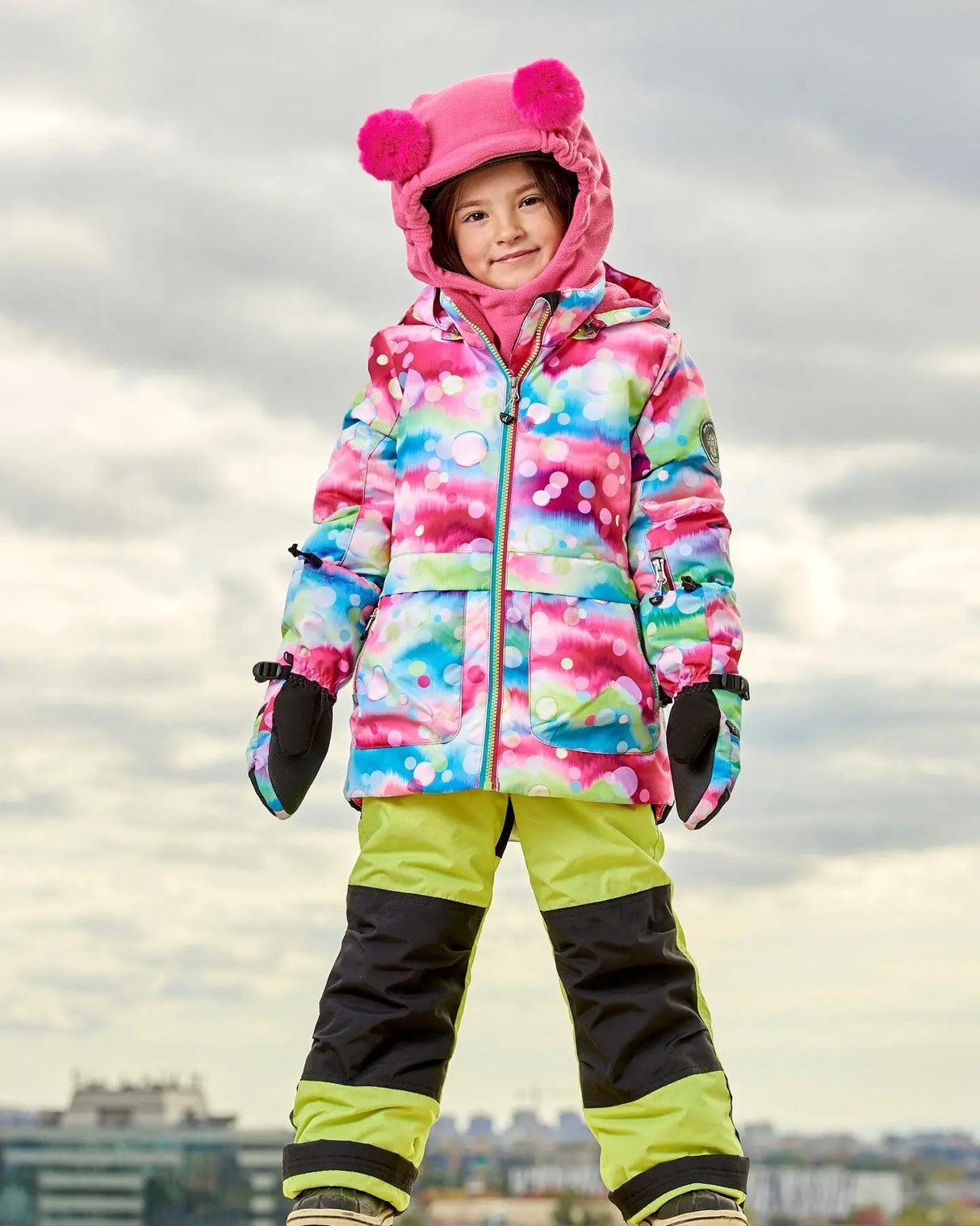 Two Piece Snowsuit Printed Bubbles And Lime | Deux par Deux | Jenni Kidz