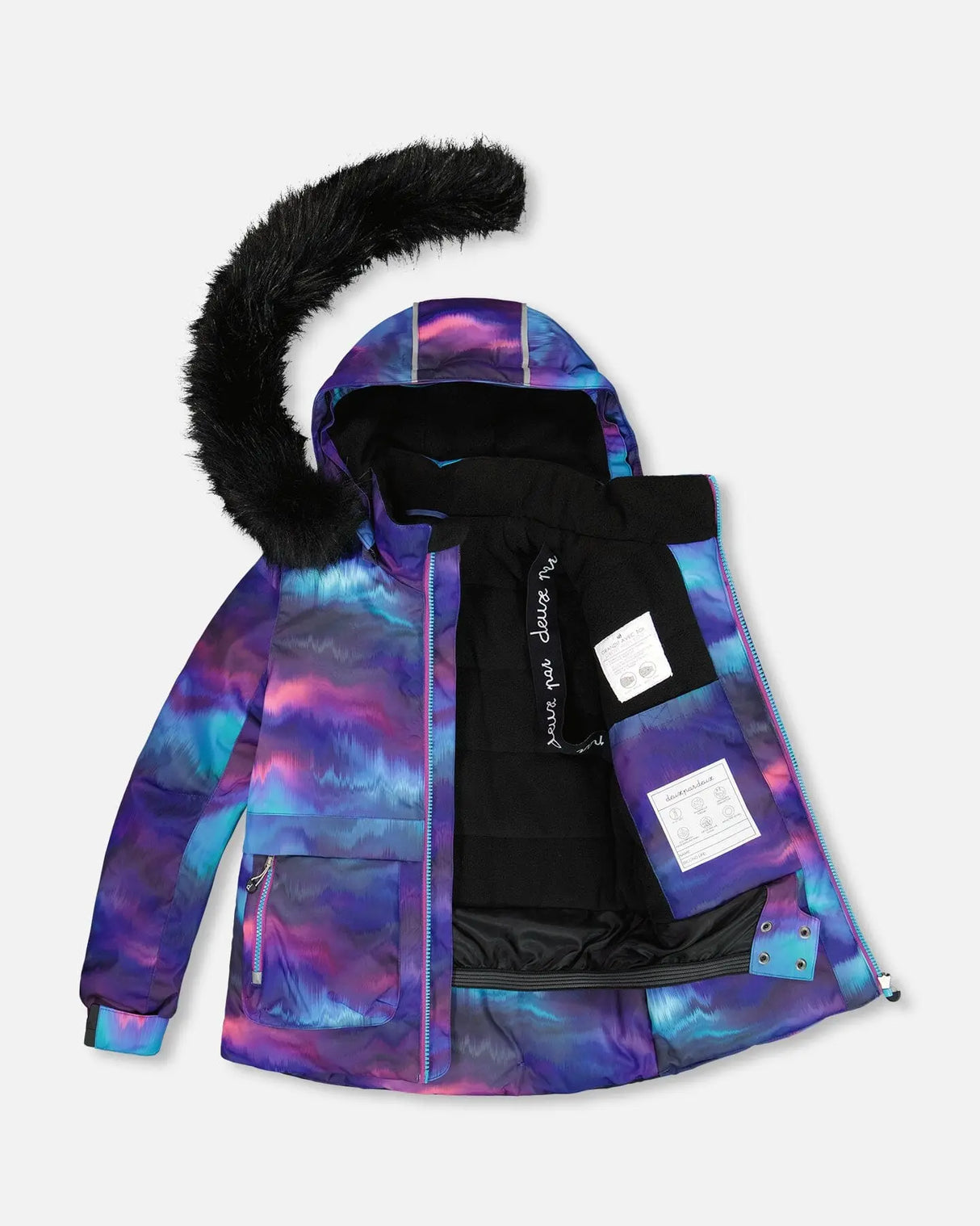 Two Piece Snowsuit Printed Purple Aurora Borealis | Deux par Deux | Jenni Kidz