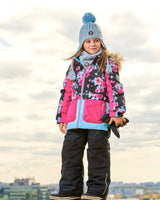 Two Piece Snowsuit Printed Roses With Solid Pant Black | Deux par Deux | Jenni Kidz